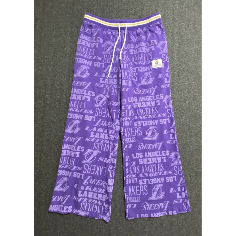NBA LA Lakers Pants Womens Purple Basketball Lightweight Baggy Logo Size L